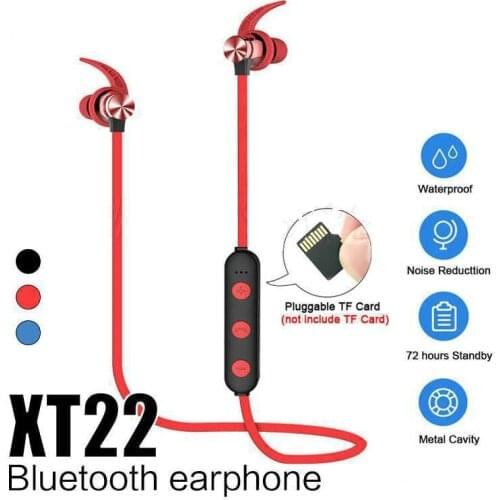 XT22 Sports Wireless Communication Earphones Magnetic Attraction Headset 3D Stereo Bass Neckband Headphone Support Mic TF Card