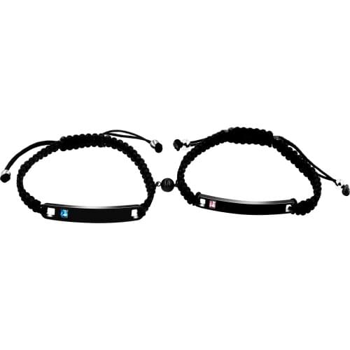 USPS Engraving Braided String Bracelets for Couples Women Men, Magnet Customized Name Bangle Stainless Steel Y781-magnet