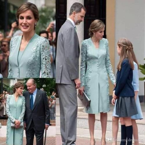 Vintage Mint Green Lace Stain Mother of the Bride Dresses with Jacket Sheath Wedding Guest Dress