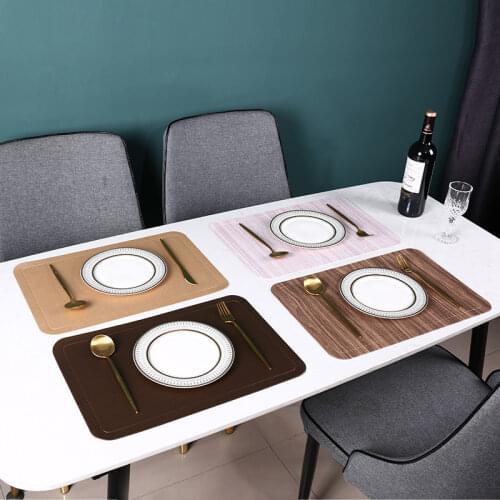 High-end new wood-printed fillet PU mat Thick waterproof and non-slip insulation plate mat simple Japanese tableware mat