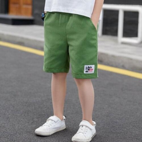 Green Shorts Spring Summer Thin Casual Pants Boys Kids Trousers Children Clothing Teenagers School Cotton Formal Sport High Qual