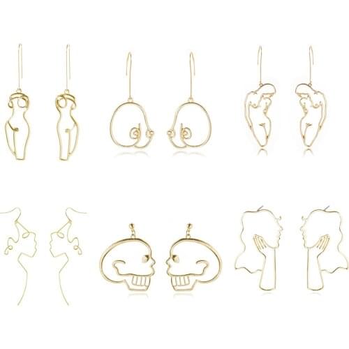 VG 6YM Punk Style Body Drop Earrings For Women Retro Abstract Hollow Out Statement Hand Metal Fashion Dangle Earring Jewelry New