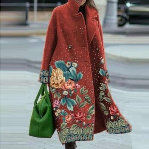 Elegant Office Lady Wool Blends 2021 Autumn Turn-down Collar Double Breasted Long Cardigan Winter Long Sleeve Warm Women Outwear