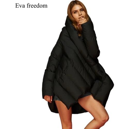 Eva Freedom Winter European and American Fashion Large Size Womens Coat Cloak Loose Original Design Womens Hooded Down Jacket