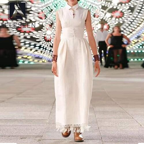 Arrival 2021 New White Runway Fashion Spaghetti Strap Dot Jacquard High Quality Elegant Tassel Dress