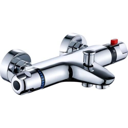 1PC Brass Chrome Thermostatic Bath Shower Faucet Wall Bathtub Mixer Thermostatic Shower Faucet with Right Cold Hot Water