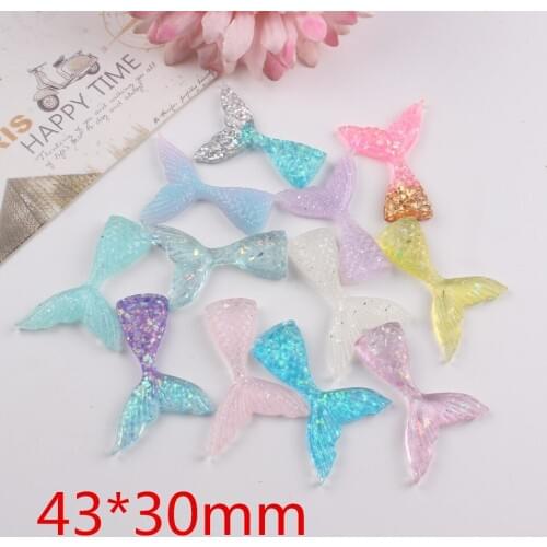 10pcs/lot kawaii resin mermaid tail mix colors DIY flatback resin cabochons accessories
