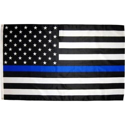 3 by 5 ft polyester united states of american first responder police memorial thin blue line flag