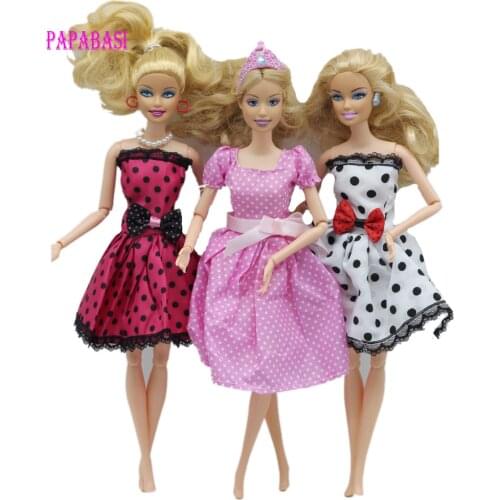 3pcs/lot Doll Dress Beautiful Handmade Party ClothesTop Fashion Dress For 1/6 Barbies Noble Doll Best Child Girls'Gift
