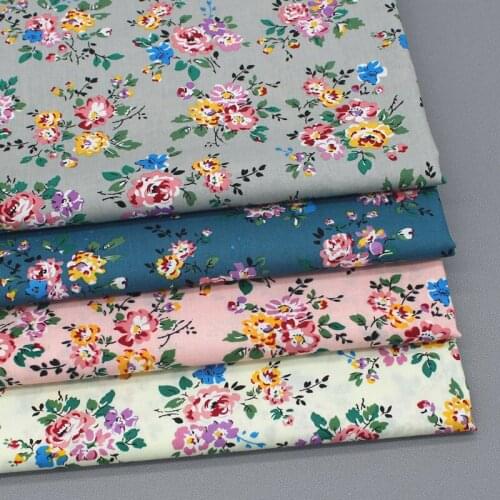 50*147cm Fresh Pastoral Style Pure Cotton Small Floral Cloth Printed Fabric Dress Clothing Cotton Poplin Handmade DIY Fabric