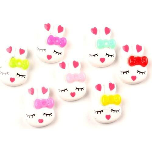 50Pcs Mixed Rabbits Resin Decoration Crafts Beads Flatback Cabochon Scrapbook Hair Clips DIY Embellishments Accessories Buttons