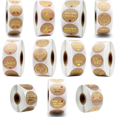 500pcs/Roll DIY Round Natural Kraft Handmade Stickers Scrapbooking For Package Adhesive Thank You Sticker Seal Labels Stationery