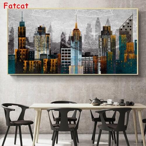 5D round Diamond Embroidery Abstract art, urban architectural landscape Picture Of Rhinestones Diamond Painting Handmade pp1970