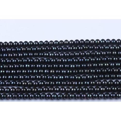 7-8mm Near Round Dyed Black Freshwater Pearls