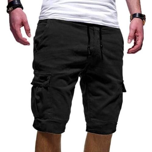 Cargo Pants Summer Casual Men Solid Color Cargo Shorts Multi-Pockets Drawstring Fifth Pants Outdoor Hiking Shorts Sports Shorts