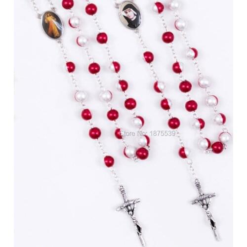 Divine Mercy color rosary bead, fashion Catholic rosary necklace, free shipping