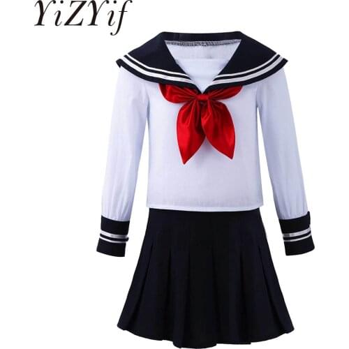 Kids Sailor Navy Costume Children Girls Japanese Korean School Uniform Child Carnival Fancy Dress Suit Cosplay Performance Skirt