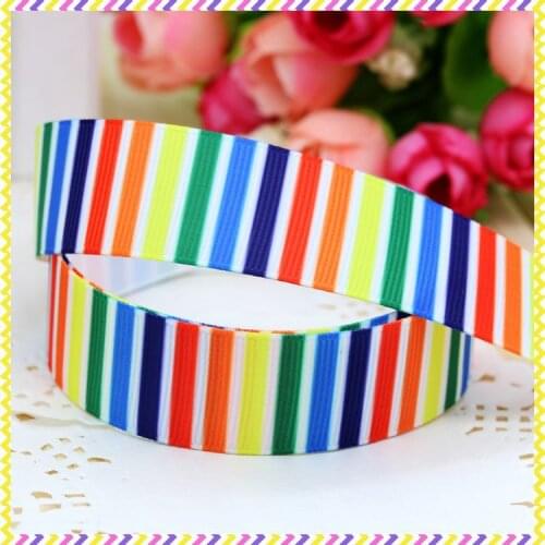 DHK 7/8'' 5yards stripe printed grosgrain ribbon headwear hair bow diy party decoration OEM Wholesale 22mm E605