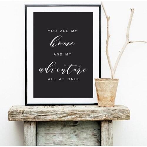 Home Quote Farmhouse Wall Art Canvas Painting You are my Home Minimalist Poster Prints Chalkboard Sign Wall Picture Home Decor