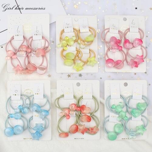 8 Pieces Cute Elasticity Rubber Band Hair Bands Girls Stars Sweet Hair Rope Headdress kids Simple Hair Accessories Wholesale