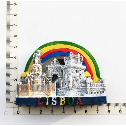 Lisboa Portugal)Fridge Magnet,Creative Travel Commemorate Crafts 3D Ornaments Magnetism Resin Material Refrigerator Stickers