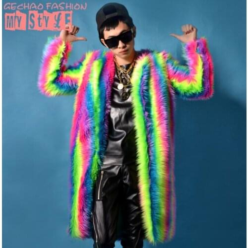 Fur jacket men casual clothes personality Colorful mens jackets and coats jaqueta masculina chaqueta hombre casaco masculino