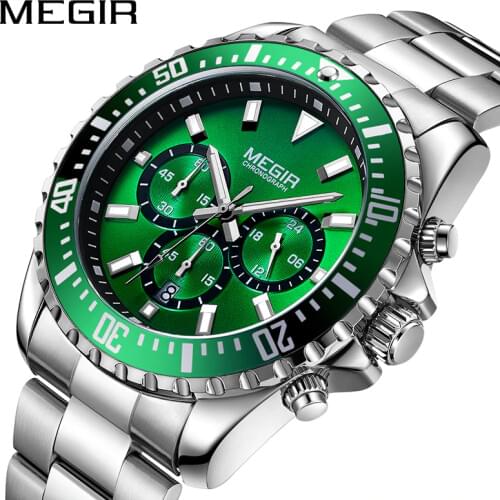 MEGIR Men Watch Top Brand Luxury Chronograph Quartz Watches Stainless Steel Business Wristwatches Men Clock Relogio Masculino