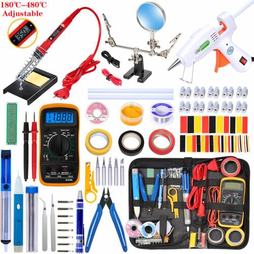 80W Digital Electric Soldering Iron Kit Set Temperature Adjustable 220V Welding Tool Ceramic Heater Soldering Welding Tool Kits