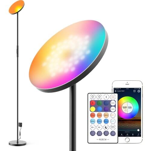 Floor Lamp 24W Super Bright RGBCCT Smart WiFi LED Light for Reading 2000 lumen Modern Dimmable Torchiere Lamp Work with Alexa