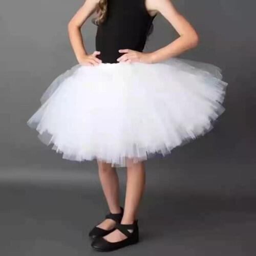Girls Pure White Fluffy Tutu Skirt Baby Birthday Party Solid Color Tulle Skirt Girls School Dance Clothes Children Skirt