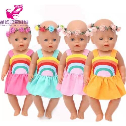 Doll clothes for 43cm Baby doll unicorn clothes dress doll head band for 18 inch doll clothes set