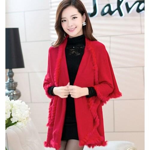 Solid rabbit fur fringed neck wraps shawl Hijabs scarf ponhos stole SOFT #3448