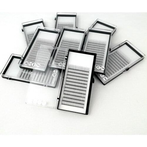 Wholesale 10 Trays Short Stem Premade Volume Fans Lashes Handmade 3D False Eyelashes 0.10mm C/D Eyelash Vendor Custom Logo