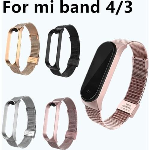 2020 New Mi Band 3 4 Wrist Strap Metal Stainless Steel Wrist Strap For Xiaomi Mi Band 4 3 Bracelet Miband 4 3 Wristbands Strap