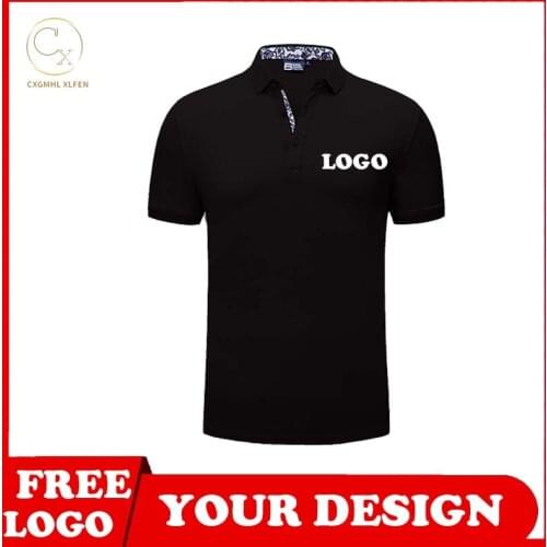 10-color POLO shirt high-end custom casual fashion all-match lapel solid color unisex DIY brand logo text