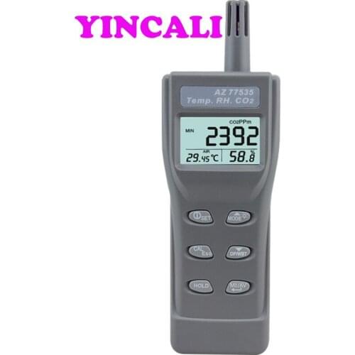 Handheld Carbon Dioxide CO2 Gas Detector AZ77535 CO2/RH/Temperature Meter Monitor Analyzer with High Resolution 1ppm