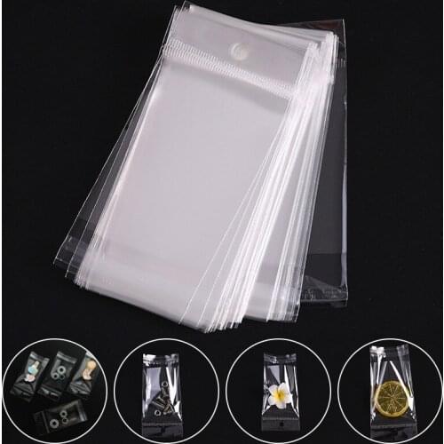 100 PCS Opp Self-adhesive Transparent Self-adhesive Bag Aircraft Hole White Hanging Hole Bag Thickened Earrings Accessories Bag