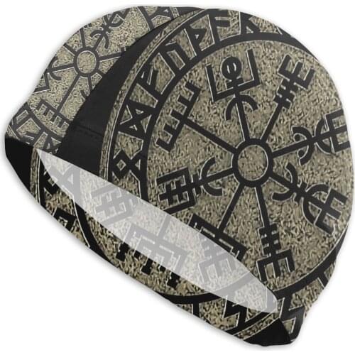 Mens Viking Swim Caps Vegvisir Viking Compass Norse Symbol Protection Nord Bath Hats Swimwear For Swim Pool