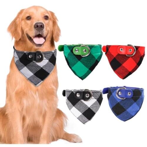 Pet Neckerchief Scarf Double-layer cotton plaid Cat dog bandana Bibs Scarf Collar Pet saliva towel cotton triangle towel