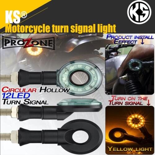 2PCS Motorcycle LED turn signal light Motorcycle accessories Refit universal circular hollow LED turn signal lamp assembly