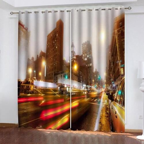 High quality custom 3d curtain fabric night city curtains Thick shading soundproof windproof curtain