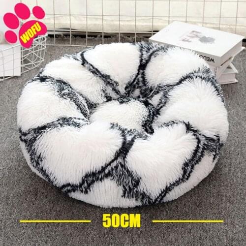 WOFUWOFU Cat Bed Round Cat Bed House Soft Long Plush Best Pet Bed for Basket Pet Products Cushion Cat Pet Bed Mat Cat House Anim