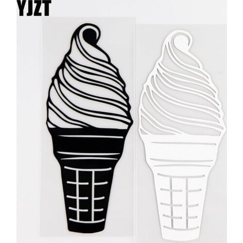 YJZT 5.5×13.8CM Ice Cream Swirl Cone Twist Dessert Car Stickers Window Vinyl Decals Black / Silver 10A-0710