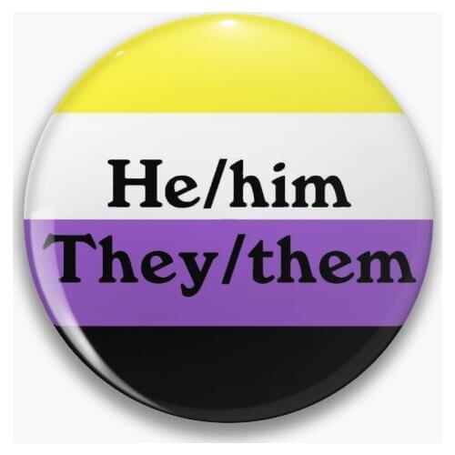 He Him They Pronouns Soft Button Pin Metal Creative Brooch Clothes Cartoon Decor Hat Women Funny Collar Cute Badge Fashion