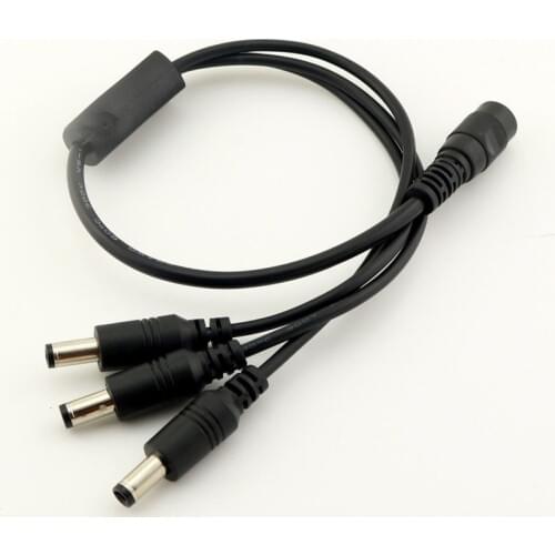 1pcs CCTV DC Power Plug 1 Female Jack To 3x Male Cable Splitter 5.5mm x 2.5mm Adapter 37cm