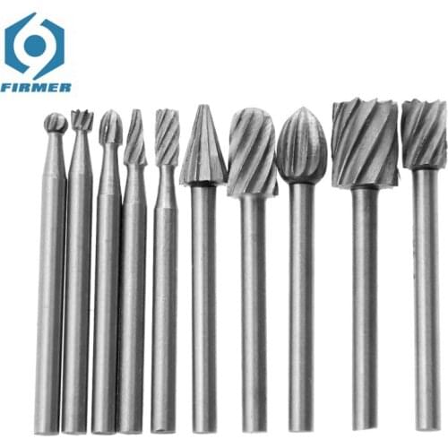 10Pcs CMCP Wood Rotary Files Woodworking Rotary Burrs Set Carving Milling Cutter For Dremel tools