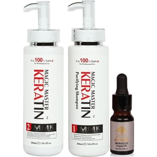 300ml Magic Master Keratin Treatment Without Formalin Straighten Frizzy Hair+300ml Purifying Shampoo+Argan Oil Free Shipping