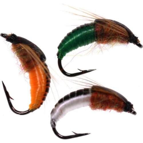 6PCS Fishing Lure Copper Bead Head Nymph Trout Fishing Bait Single Metal Barbed Hook Tool Artificial Fly Fishing Lure