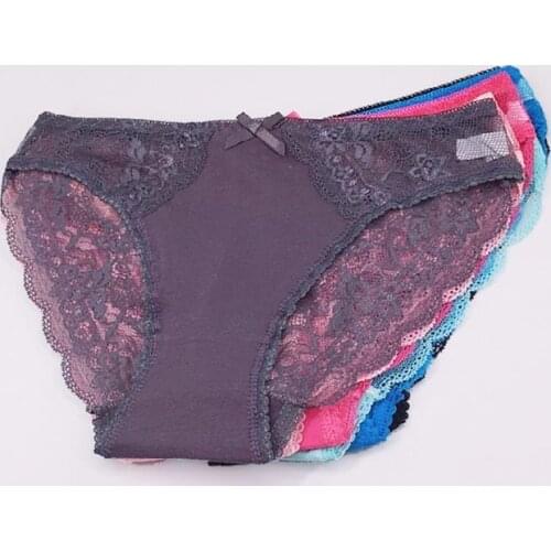 6 Pcs / Lot Low Rise Sexy Lace Transparent 6 Color Womens Panties 9463