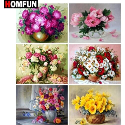 HOMFUN Diamond Embroidery "Flower landscape" Pattern DIY 5D Diamond Painting Needlework Cross Stitch Full Drill Painting